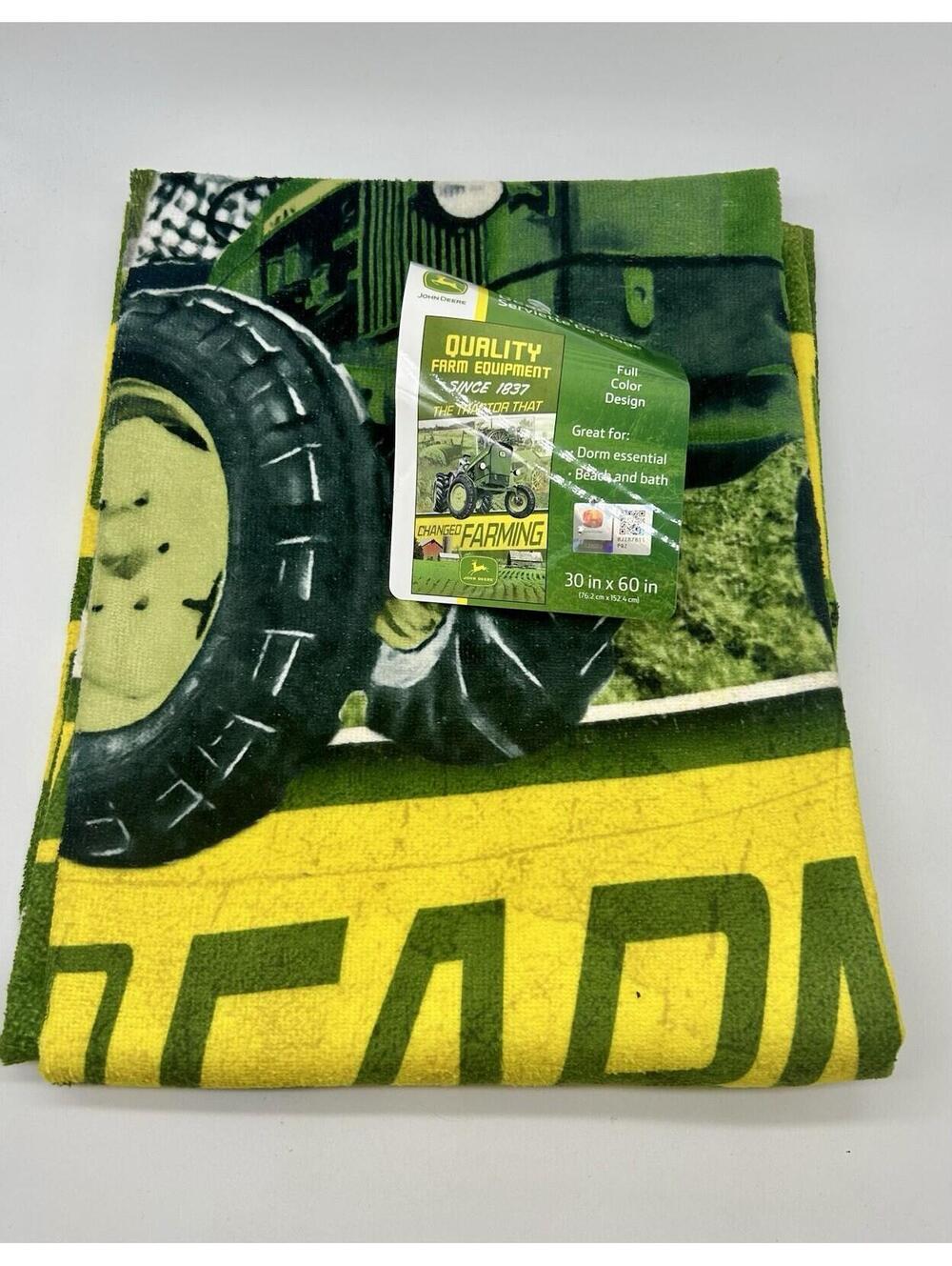 John Deere Beach & Bath Towel NEW 30x60” USA “The Tractor That Changed Farming”